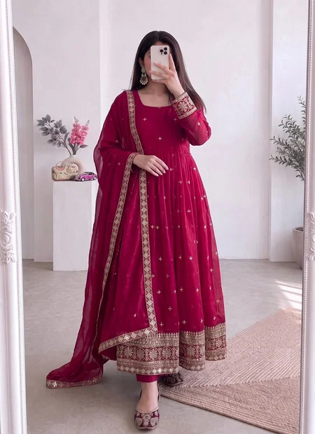 Ssc 733 Heavy Fandy Silk With Embroidery Work Readymade Suits
